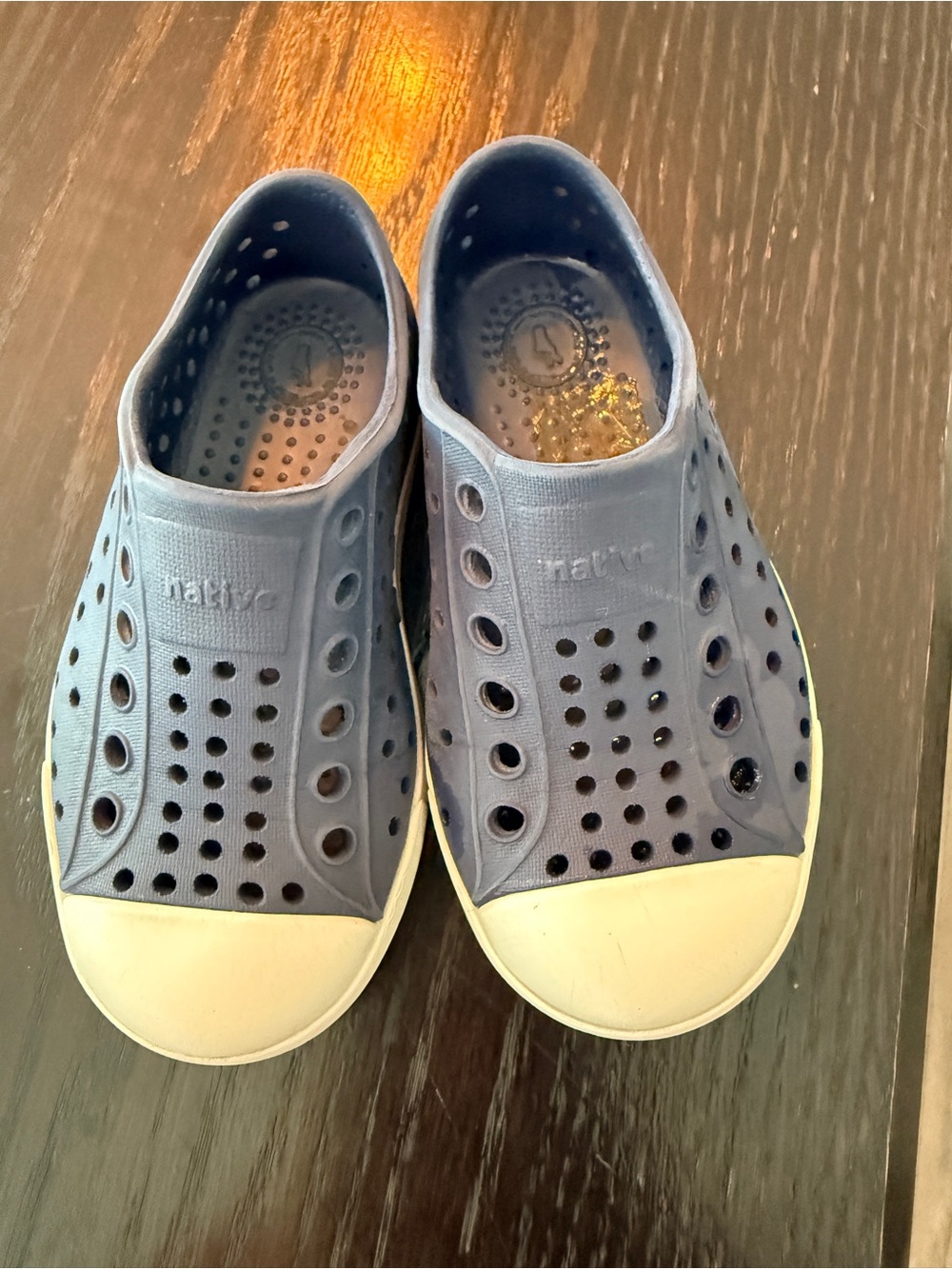 Native Kids Water Shoe in Navy with White Toe Cap
